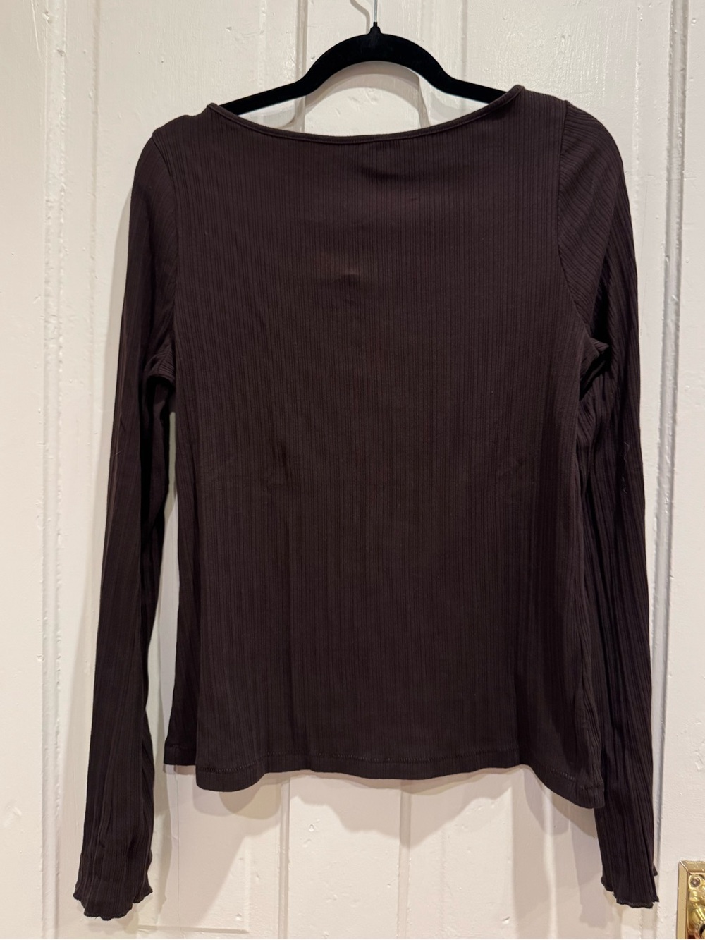 Madewell Ribbed Long Sleeve Boatneck Top, Dark Carob, XL